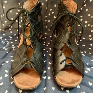Black Block Heel Sandals (never worn)